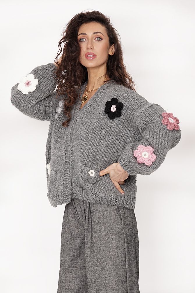 HAND MADE Flower Sweater