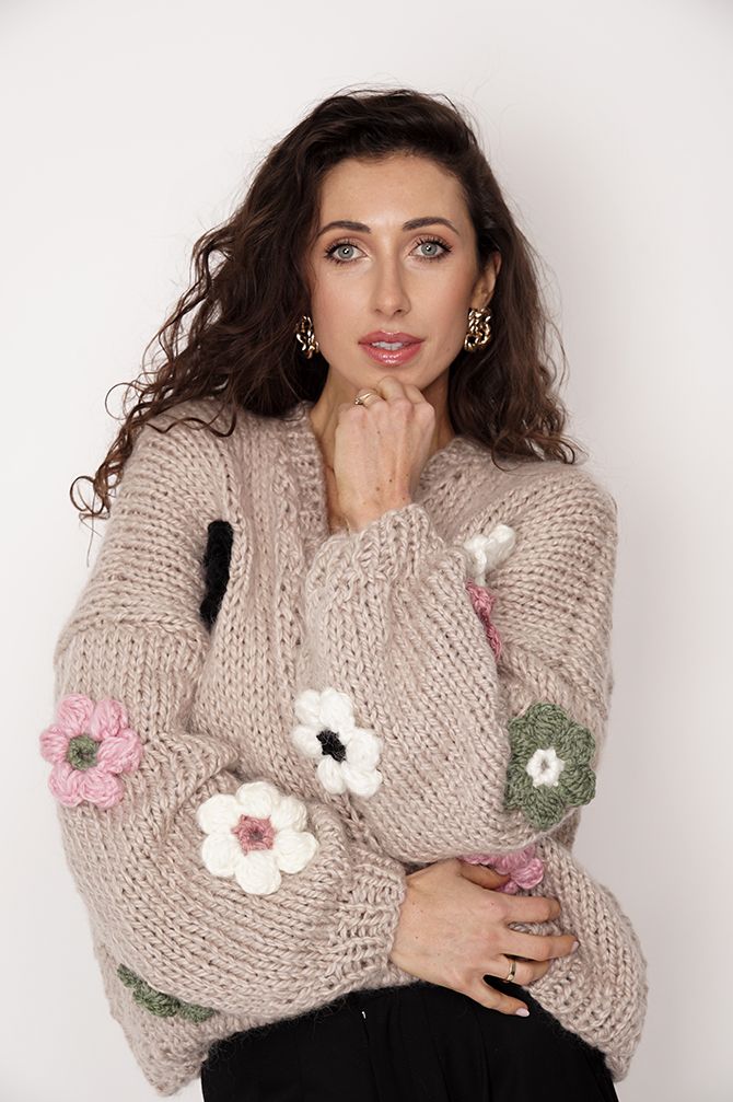HAND MADE Flower Sweater