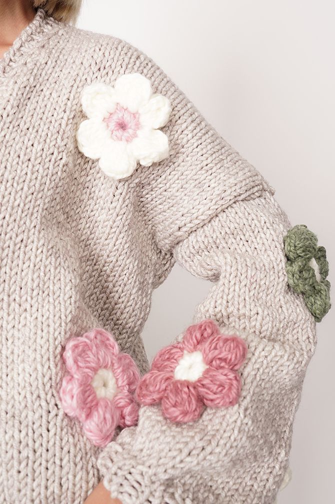 HAND MADE Flower Sweater