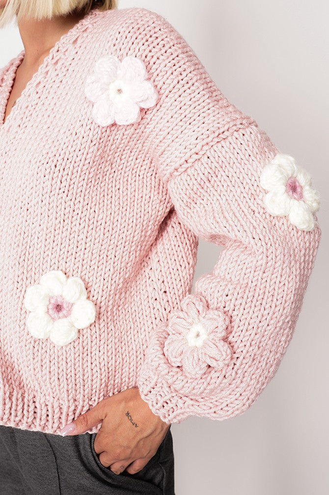 HAND MADE Flower Sweater