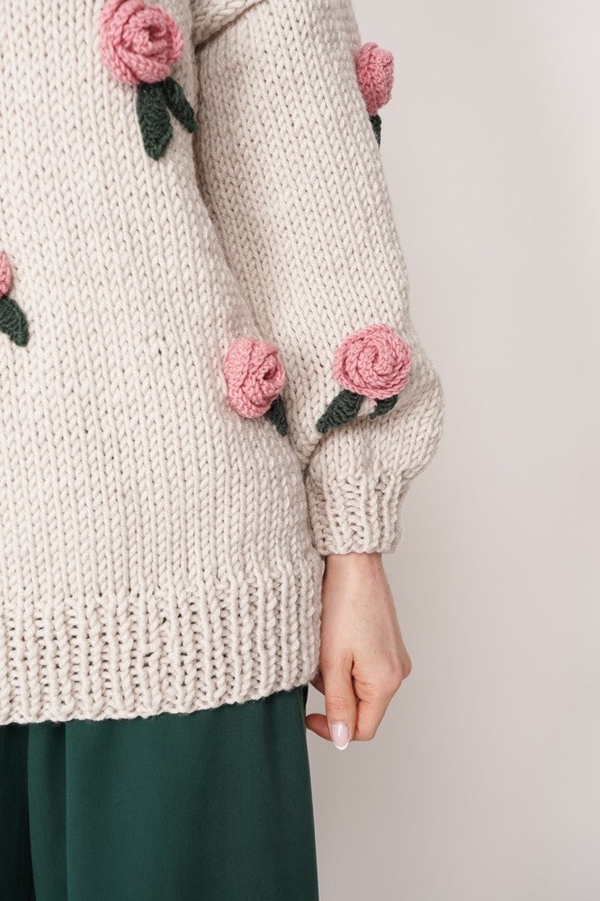 HAND MADE Rose Sweater