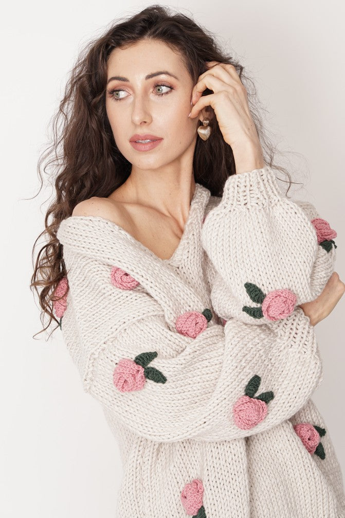 HAND MADE Rose Sweater