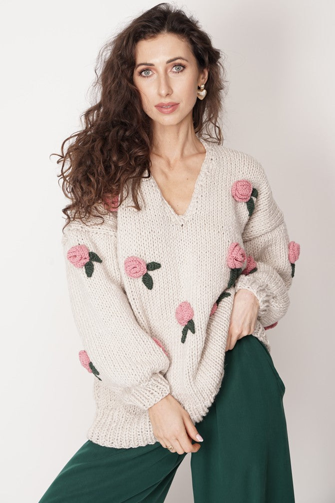 HAND MADE Rose Sweater