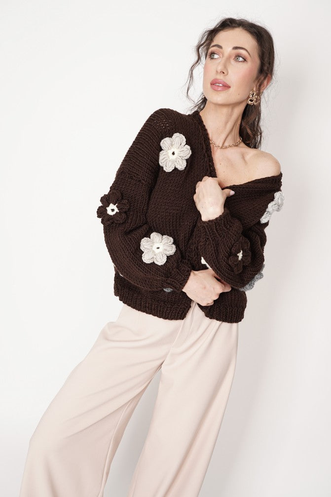 HAND MADE Flower Sweater