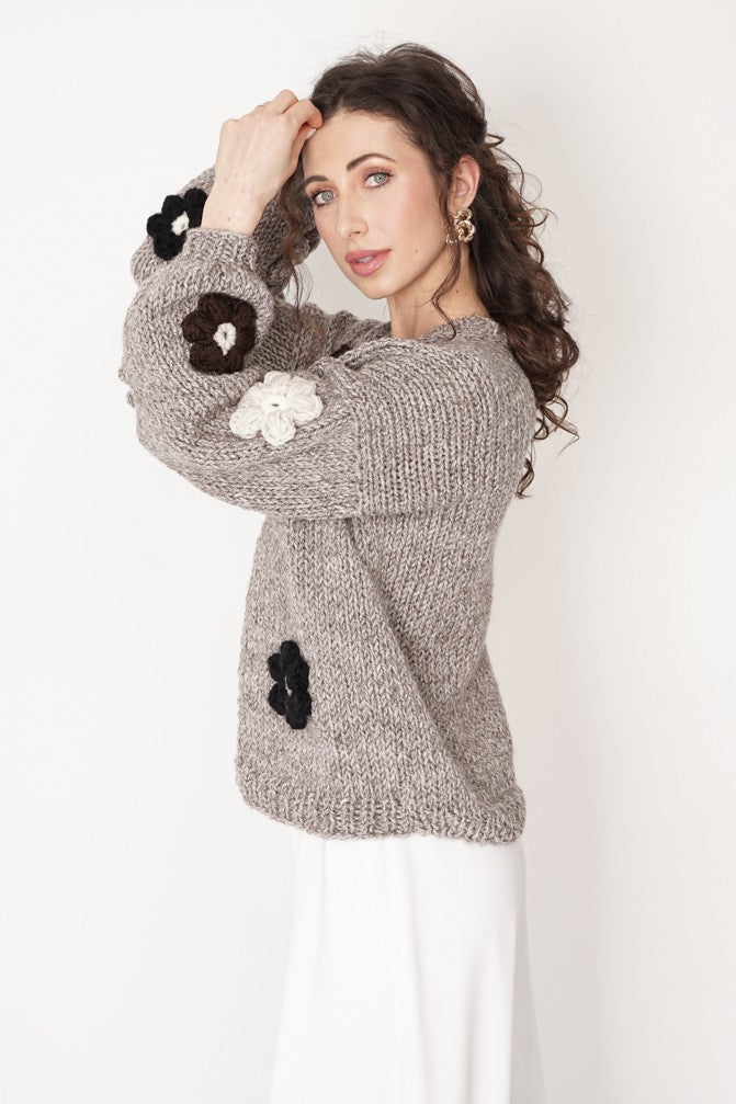 HAND MADE Flower Sweater