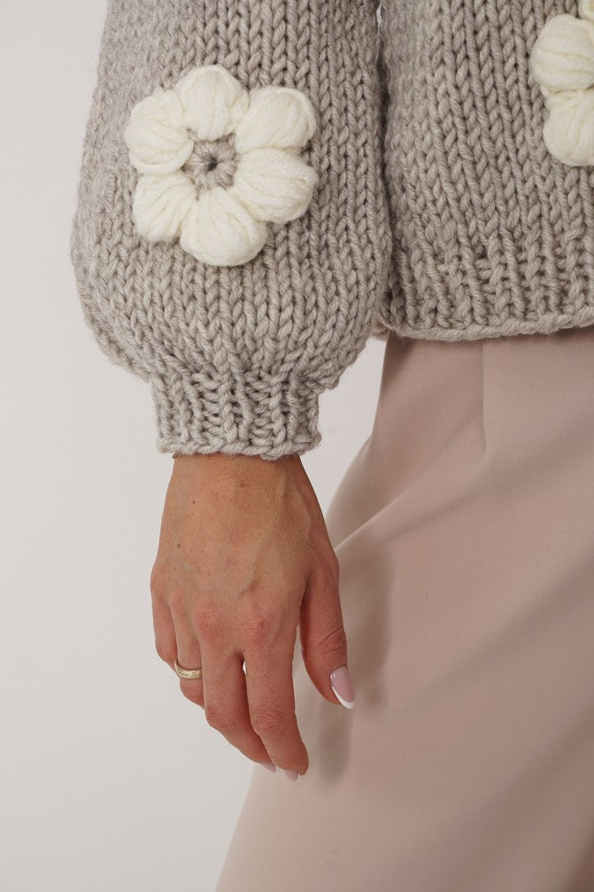 HAND MADE Flower Sweater