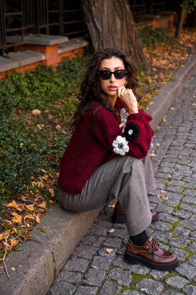 Hand Made Flower Sweater