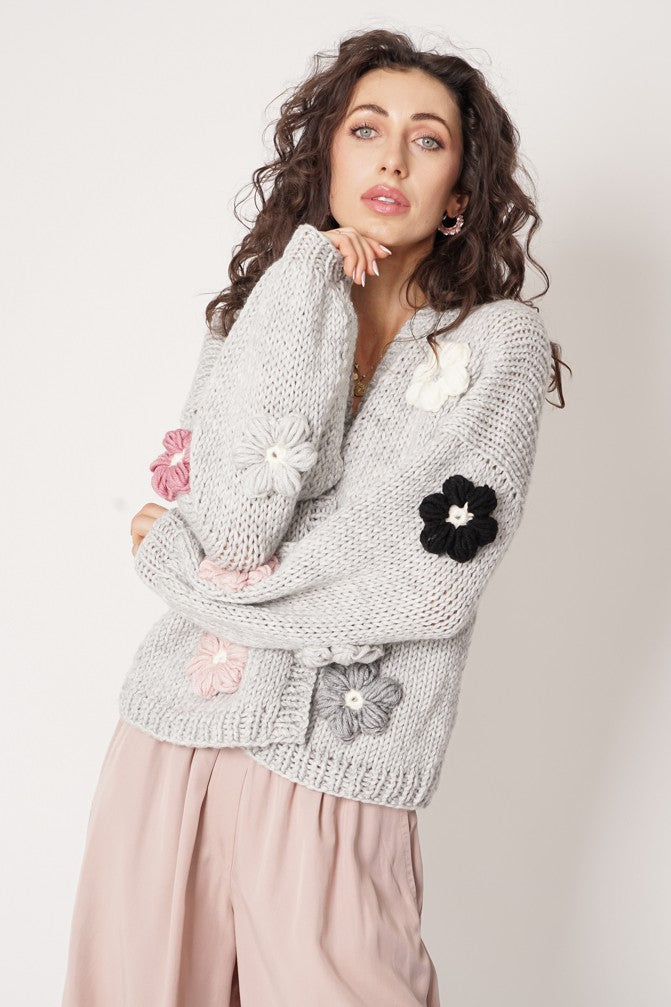 HAND MADE Flower Sweater