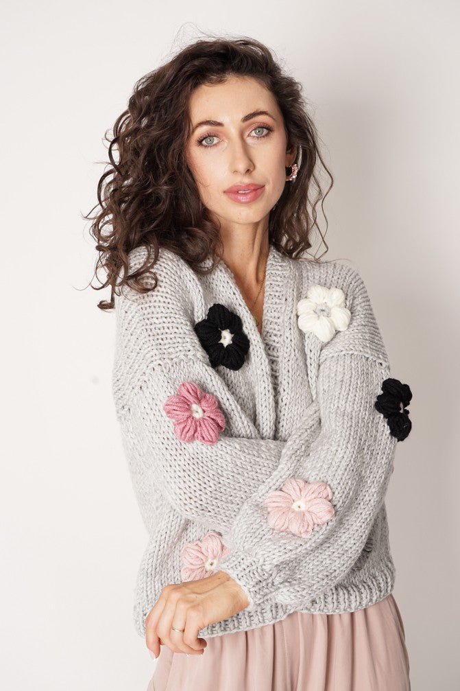 HAND MADE Flower Sweater