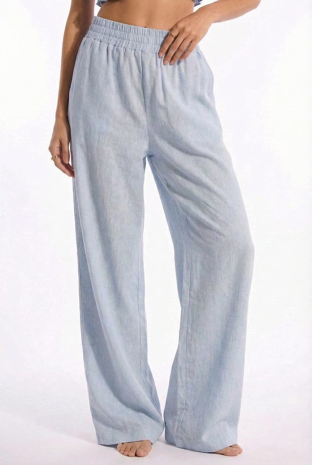 Linen wide-leg trousers
