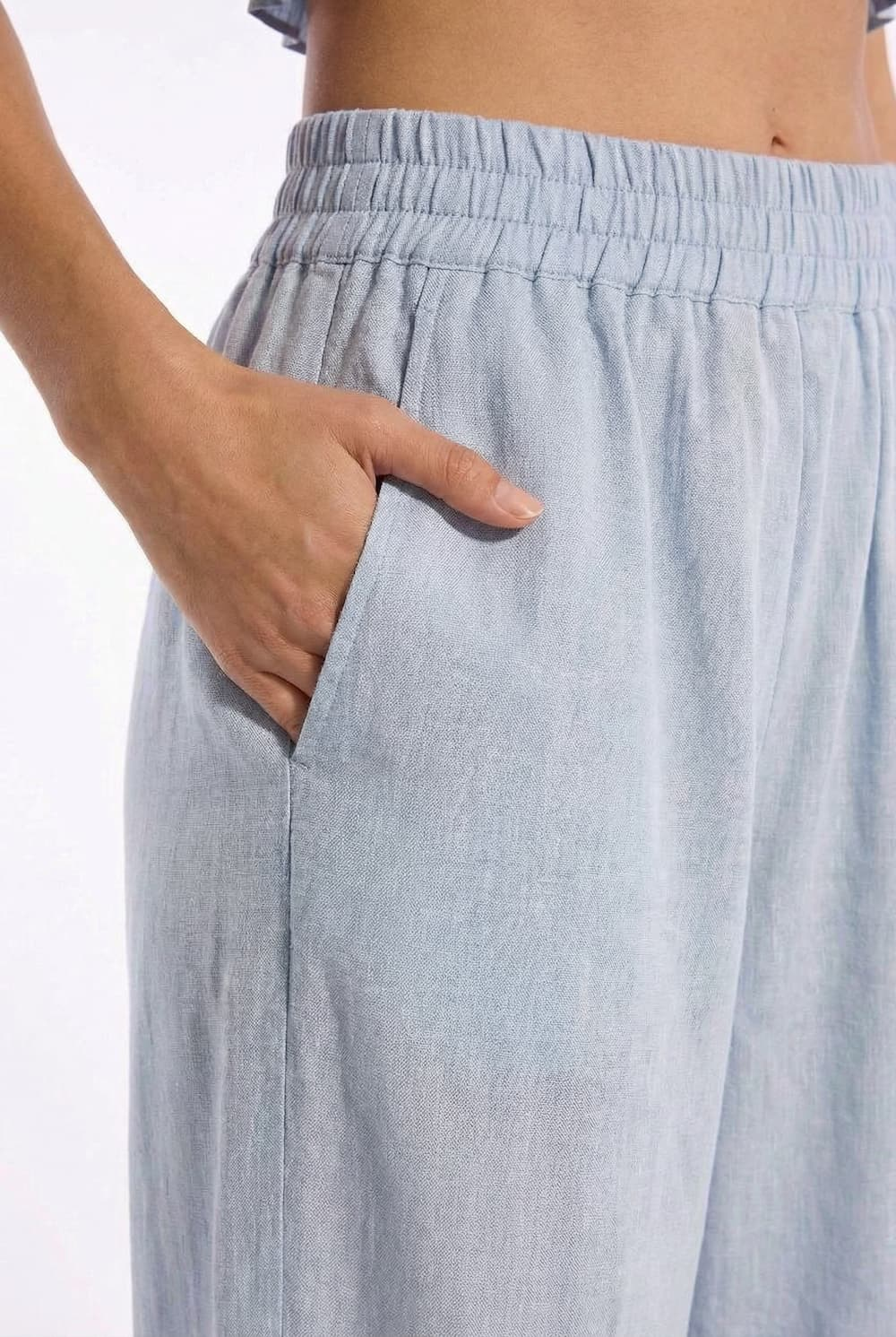 Linen wide-leg trousers