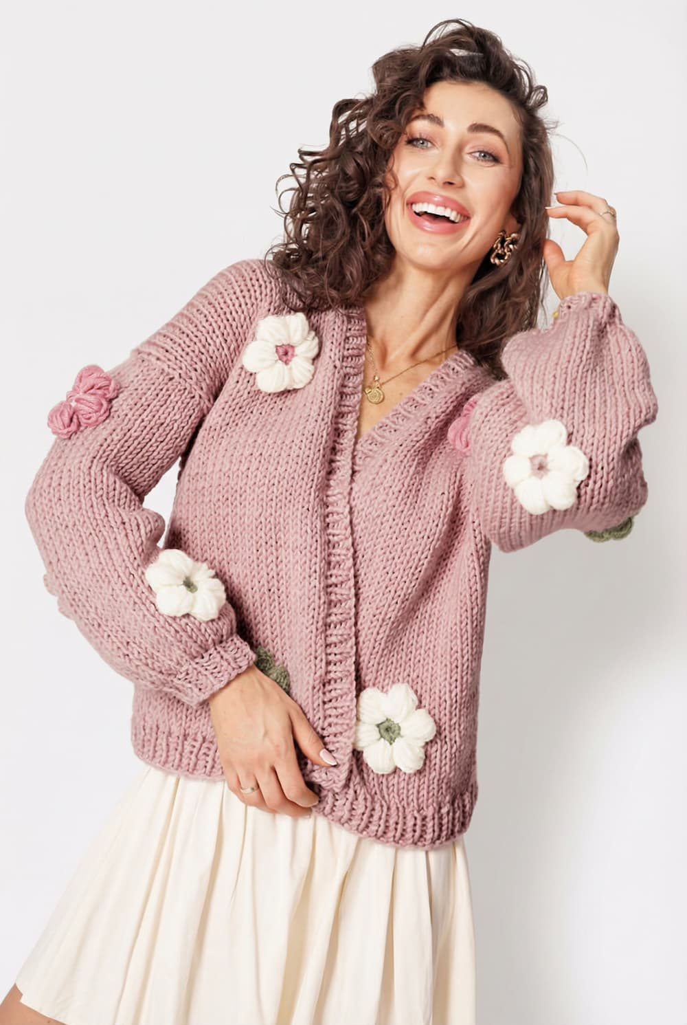 HAND MADE Flower Sweater