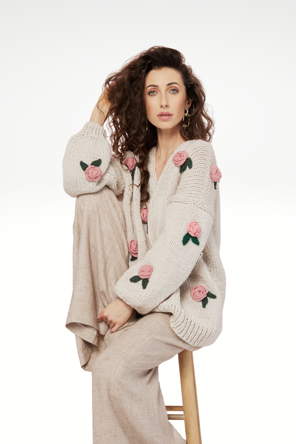 HAND MADE Rose Sweater