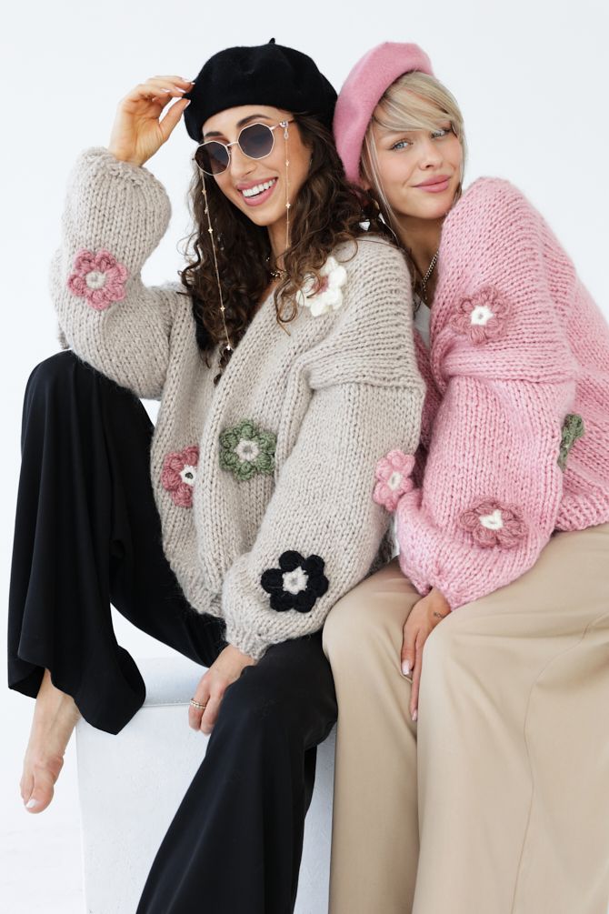 HAND MADE Flower Sweater