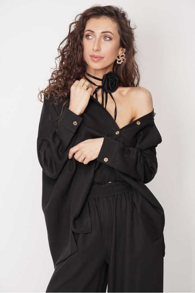 One shoulder oversized shirt hot sale