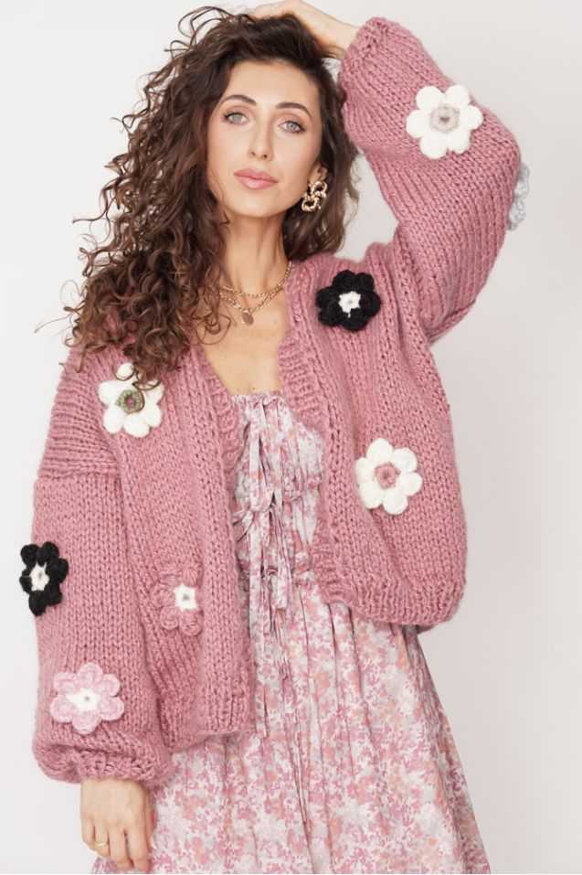 Sweater HAND MADE Flower 