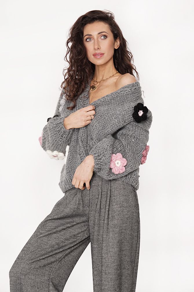 HAND MADE Flower Sweater