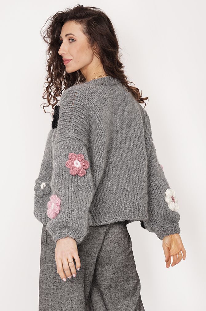 HAND MADE Flower Sweater