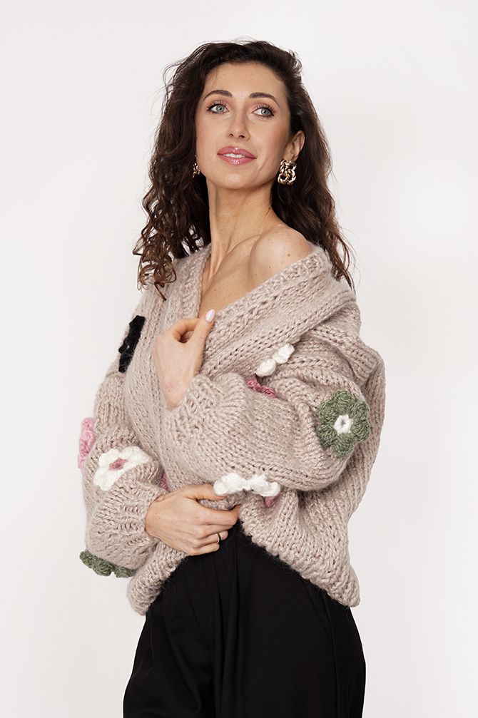 HAND MADE Flower Sweater