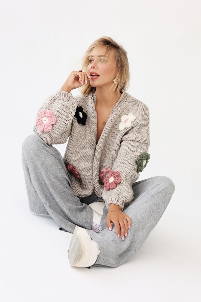 HAND MADE Flower Sweater