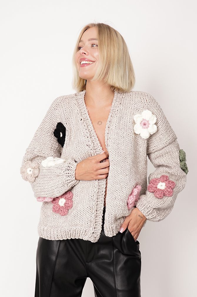 HAND MADE Flower Sweater