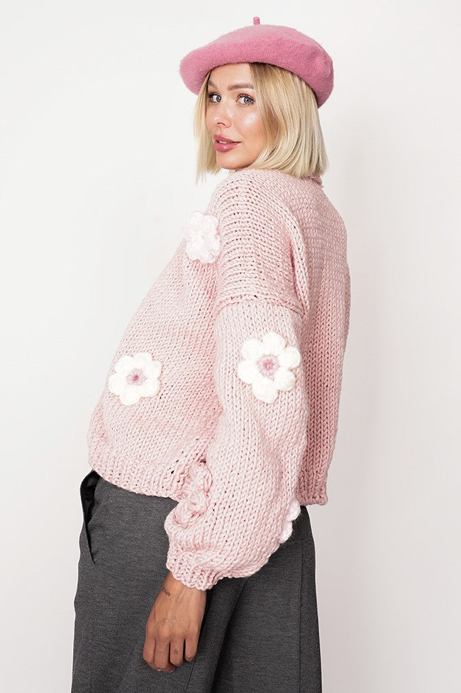 HAND MADE Flower Sweater