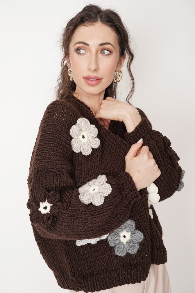 HAND MADE Flower Sweater