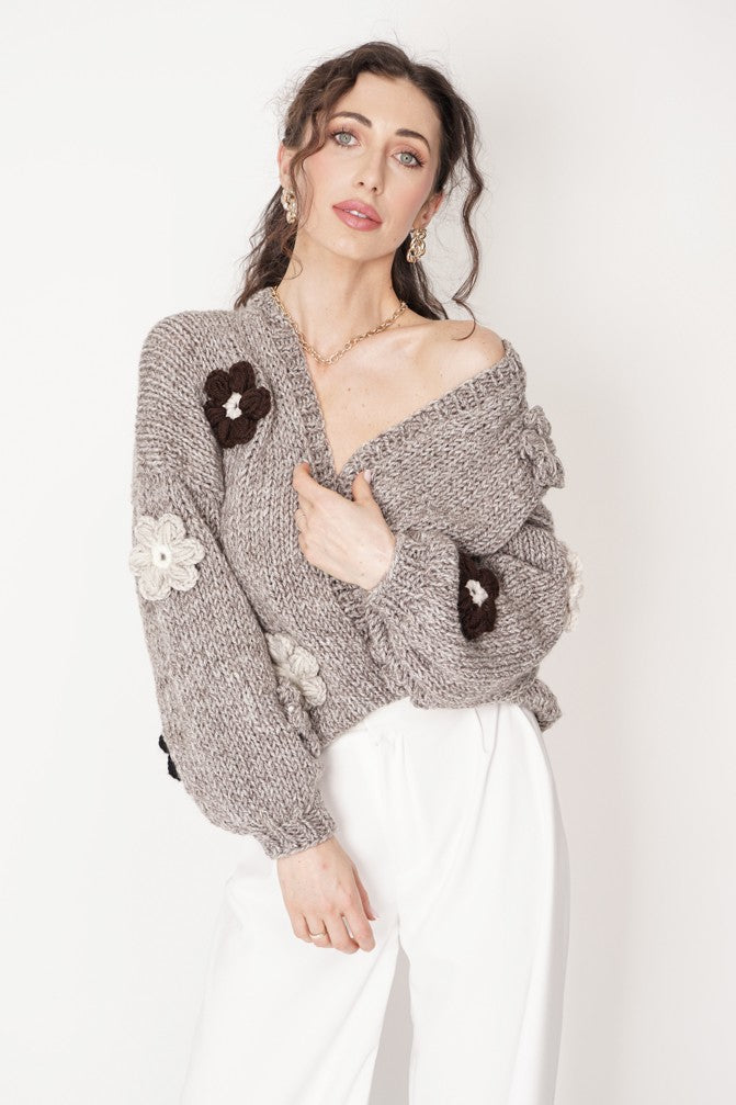 HAND MADE Flower Sweater