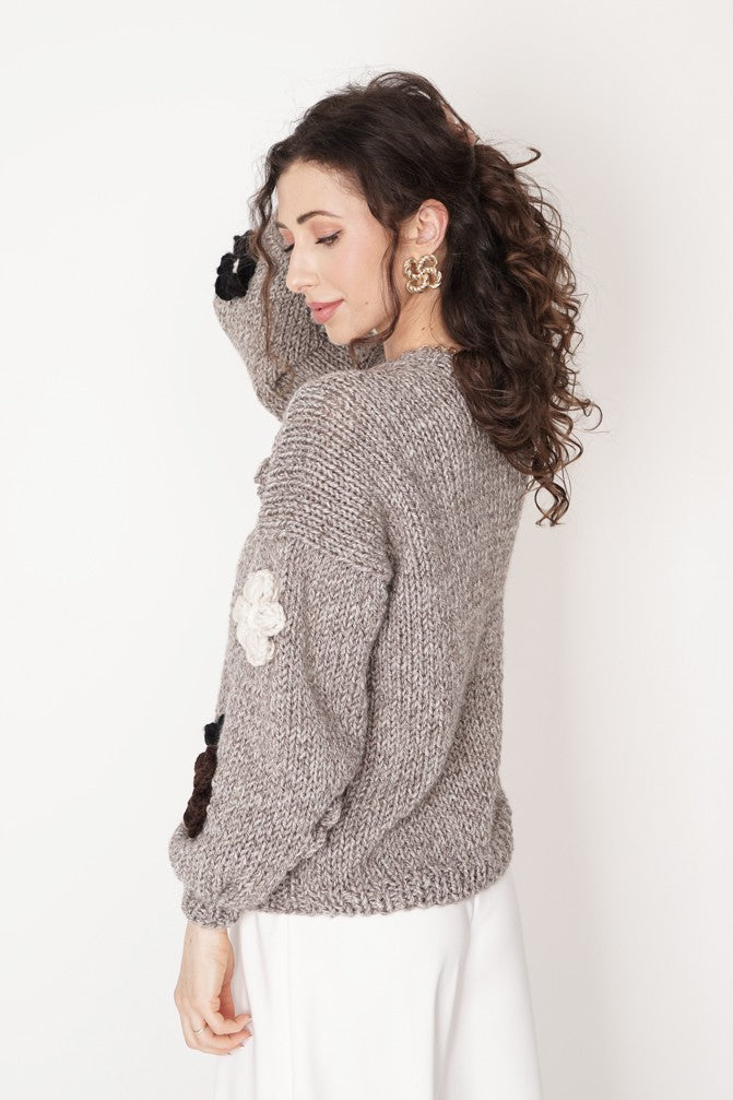 HAND MADE Flower Sweater