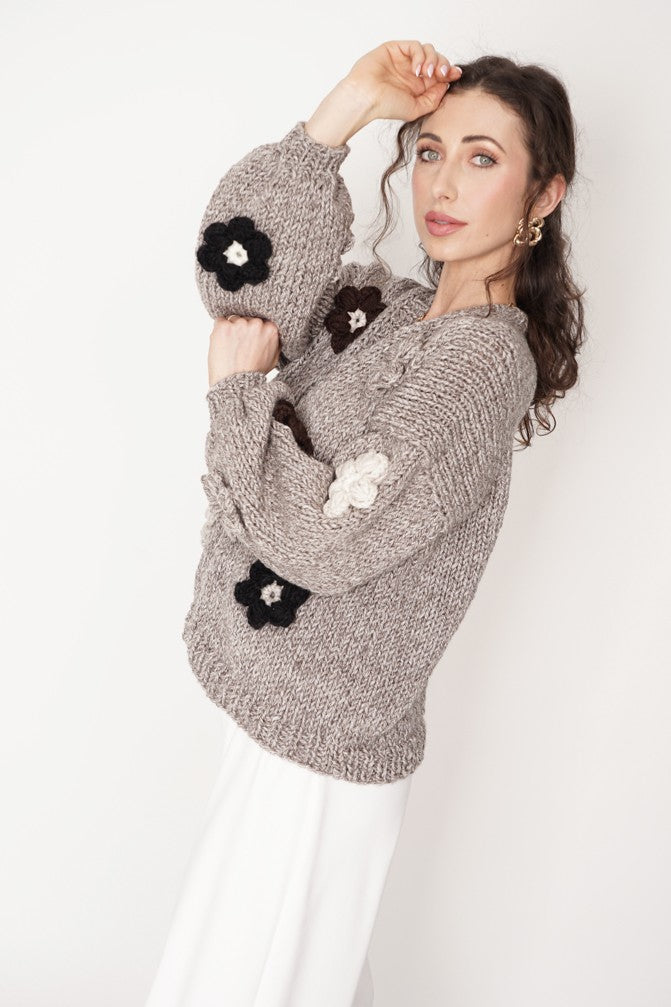 HAND MADE Flower Sweater