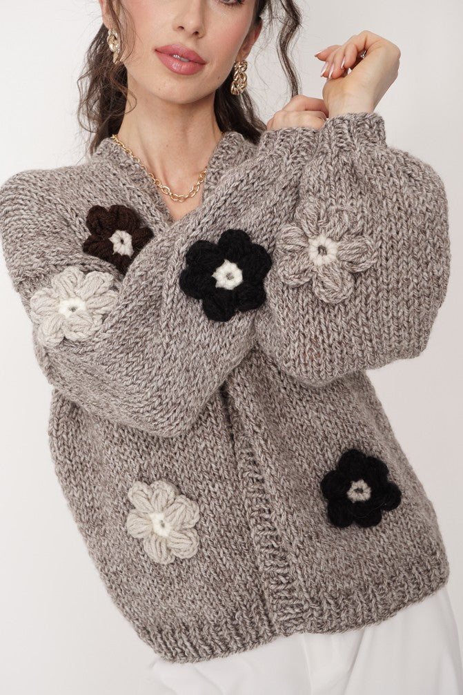 HAND MADE Flower Sweater