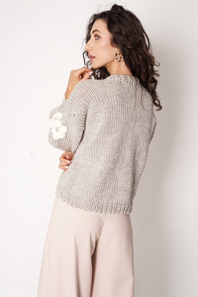 HAND MADE Flower Sweater