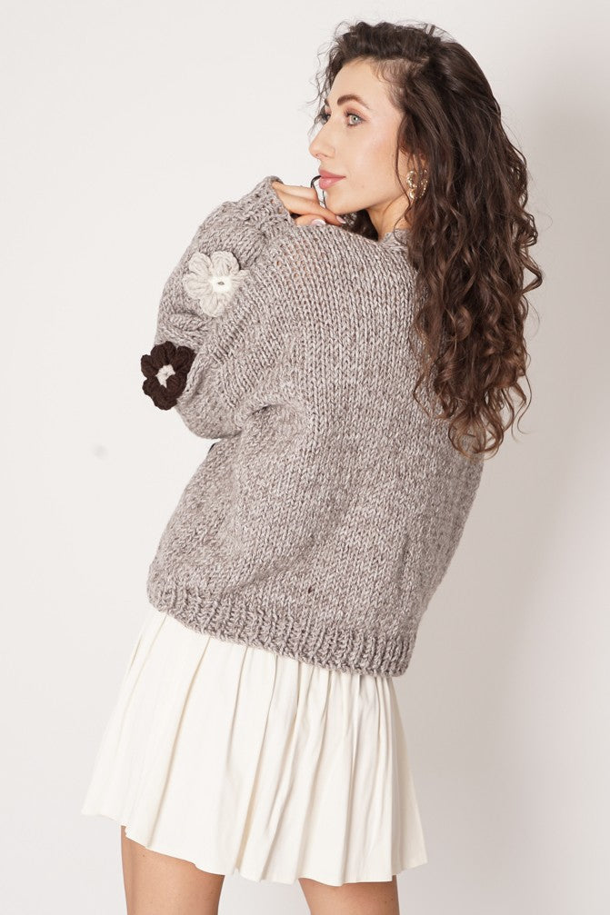 HAND MADE Flower Sweater