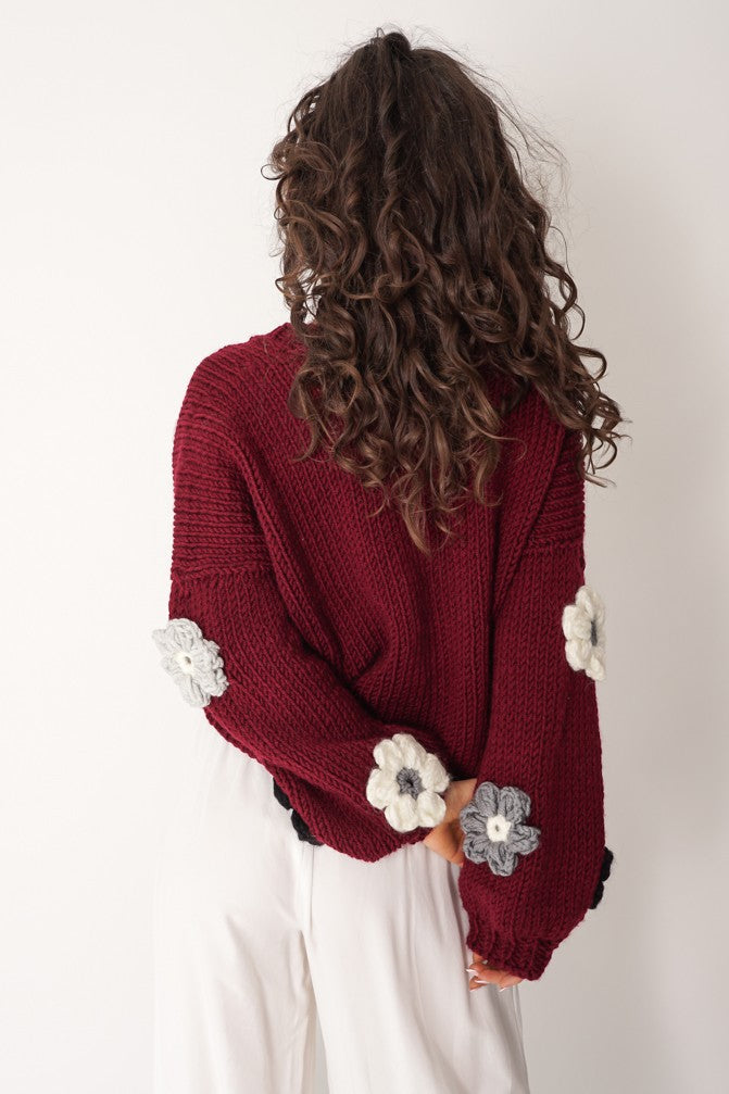 Hand Made Flower Sweater