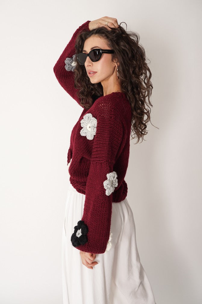 Hand Made Flower Sweater