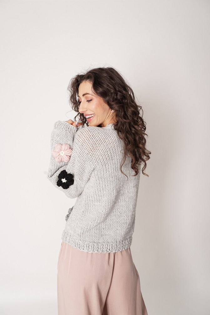 HAND MADE Flower Sweater