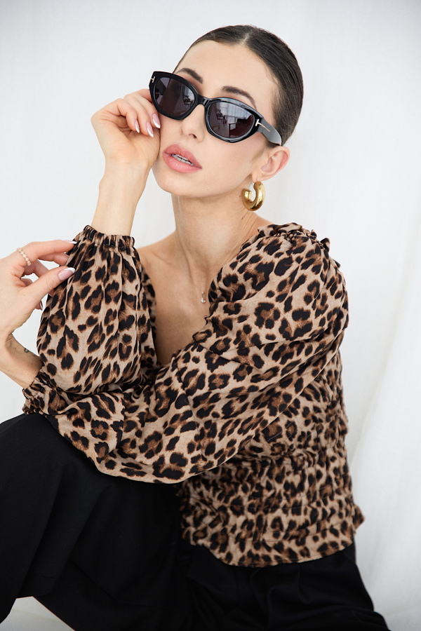 Ruffled Leopard Blouse