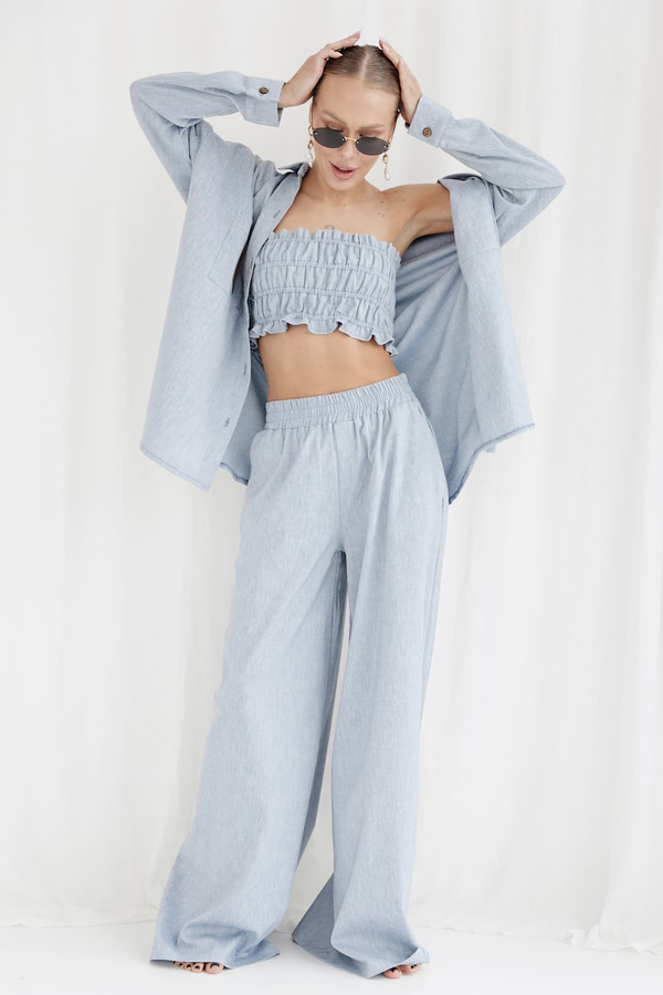 Linen wide-leg trousers