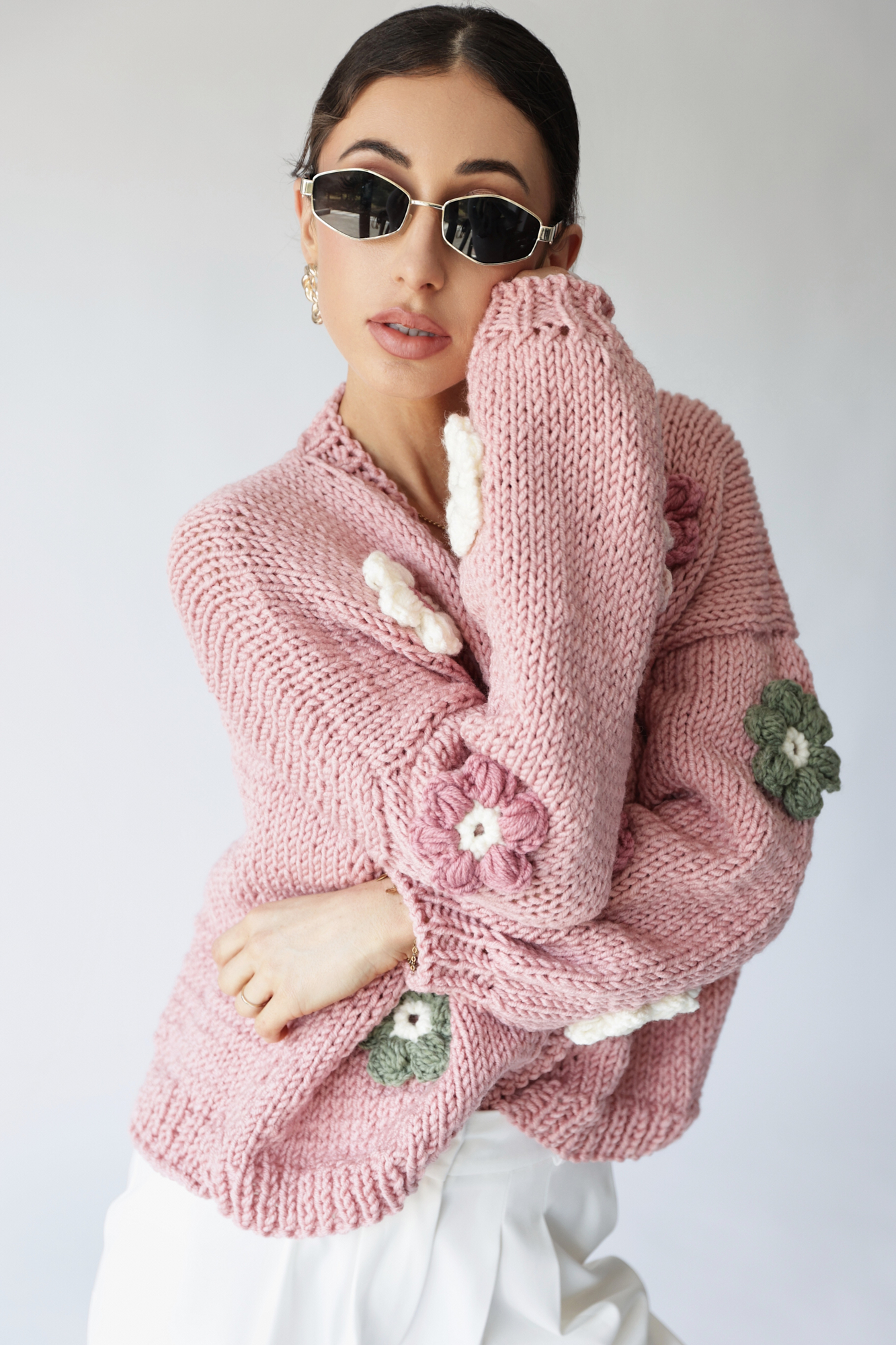 HAND MADE Flower Sweater