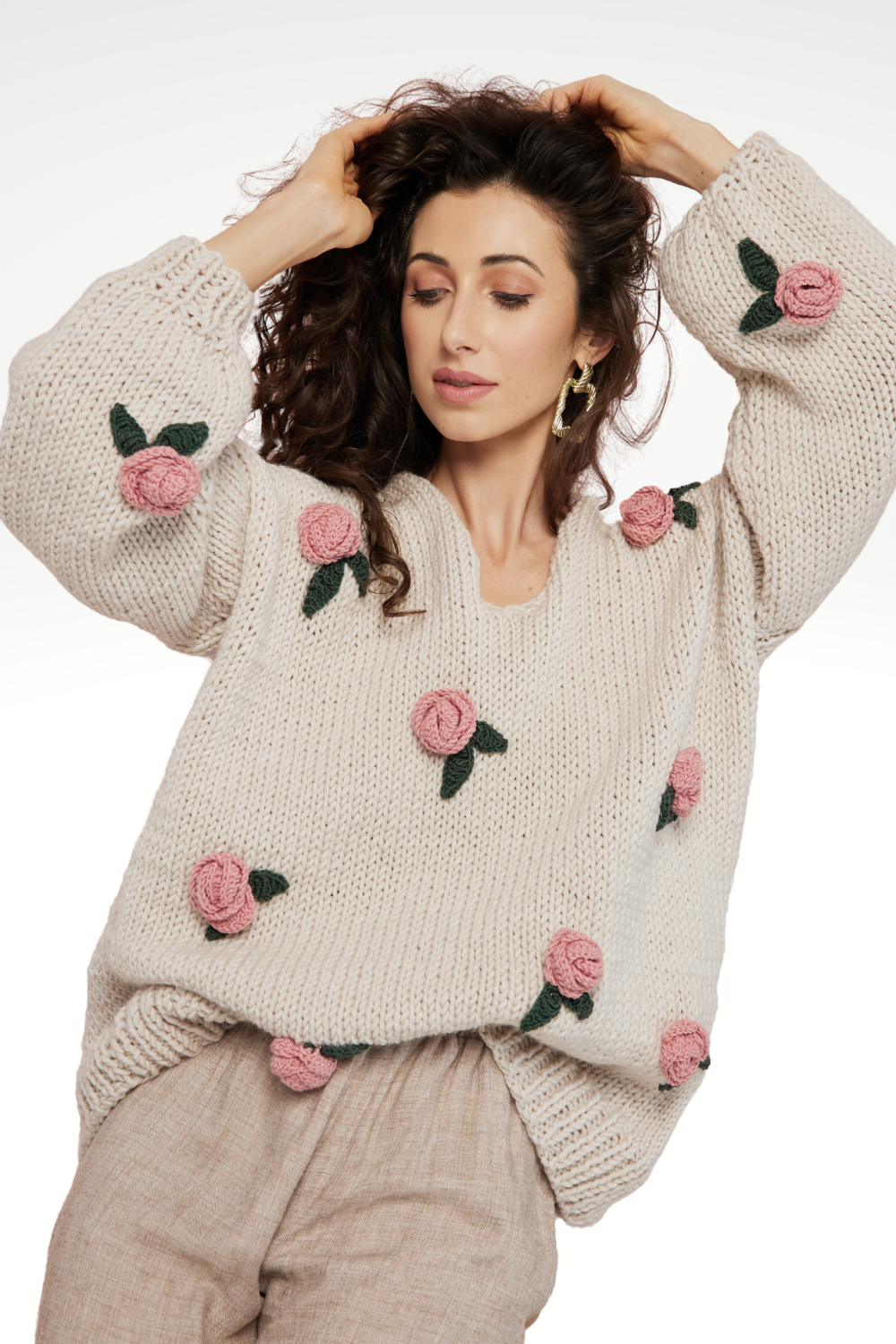 HAND MADE Rose Sweater
