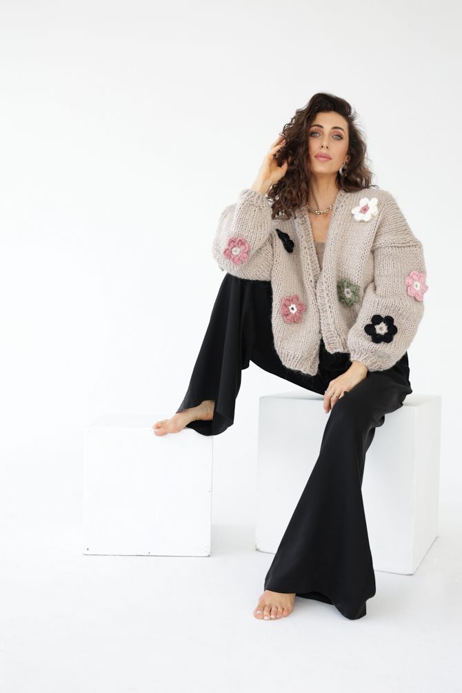 HAND MADE Flower Sweater